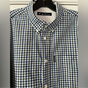Ben Sherman Navy and White Plaid Men's Shirt